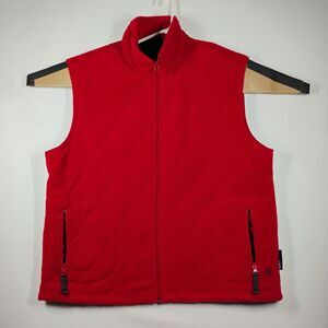 Nautica Nautech Red Quilted Fleece Vest Full Zip USA Made Size XL
